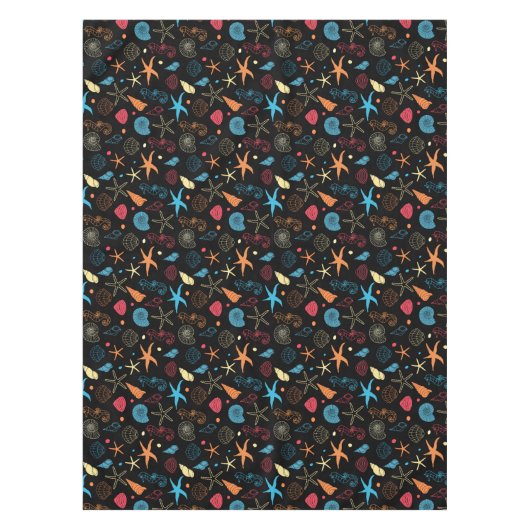 Ocean Seashells Starfish Seepferd Life Tischdecke (Vorderseite)