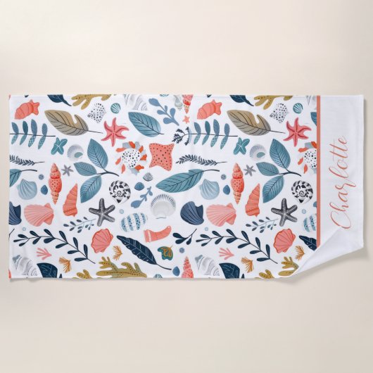 Ocean Seashells Starfish Strandtuch (Vorderseite)