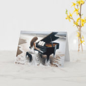Ocean Seashore Pianist Geburtstag Karte (Gelbe Blume)