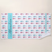 Ocean Seepferd Tropical Blue aquamarin Beach Handt Strandtuch (Vorderseite)