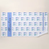 Ocean Seepferd Tropical Blue aquamarin Beach Handt Strandtuch (Vorderseite)