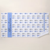 Ocean Seepferd Tropical Blue grau Strandtuch (Vorderseite)