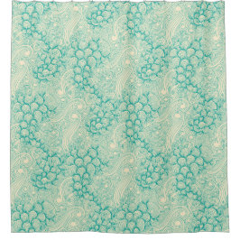 Ocean Shells Sea Waves Abstract Vintage Pattern Duschvorhang