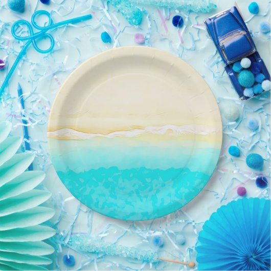 Ocean Shore Aquamarin Wasser hübsche Papier-Teller Pappteller (Party)