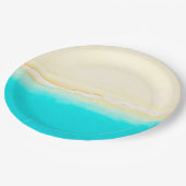 Ocean Shore Aquamarin Wasser hübsche Papier-Teller Pappteller (Schrägansicht)