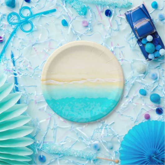 Ocean Shore Aquamarin Wasser hübsche Papier-Teller Pappteller (Party)