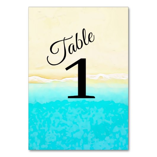 Ocean Shore Aquamarin Water Wedding Tischnummer Ca (Rückseite)