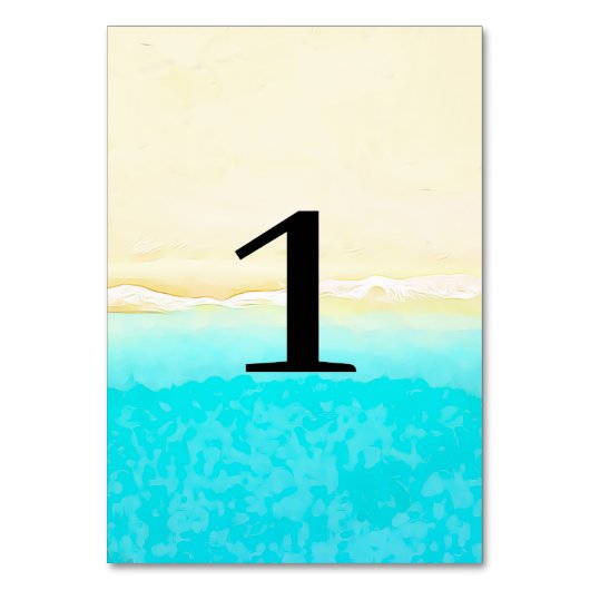 Ocean Shore Aquamarin Water Wedding Tischnummer Ca (Rückseite)