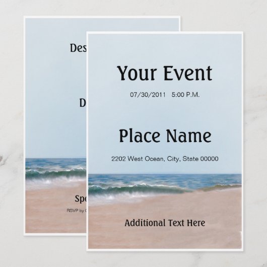 Ocean Shore Beach Einladung (Vorne/Hinten)