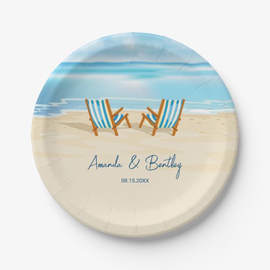 Ocean Shore Beach Stühle Pappteller (Vorderseite)