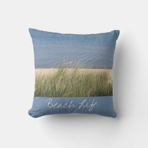 Ocean Shore Blue White Landschaftlich Kissen