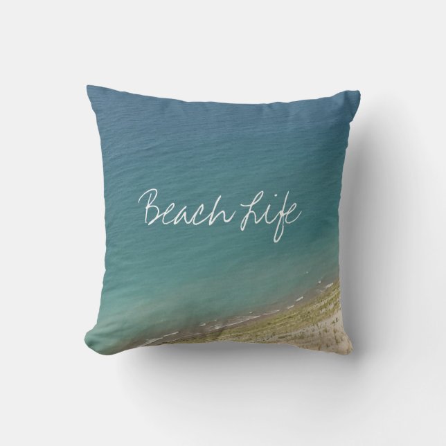 Ocean Shore Blue White Niedlich  Kissen (Vorderseite)