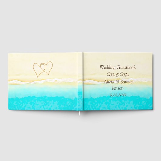 Ocean Shore Sandy Beach Wedding Gästebuch (Voll)