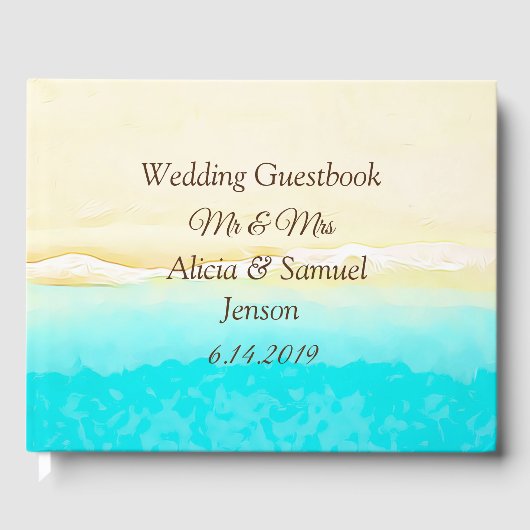 Ocean Shore Sandy Beach Wedding Gästebuch (Vorderseite)