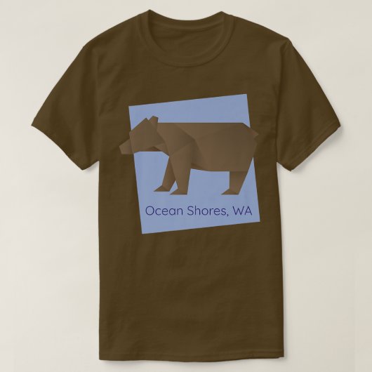 Ocean Shores Brown Origami Bear Abstract Geometric T-Shirt (Design vorne)