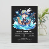 Ocean Simple Pirate Birthday Einladung (Stehend Vorderseite)