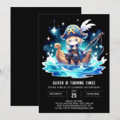 Ocean Simple Pirate Birthday Einladung (Vorne/Hinten)