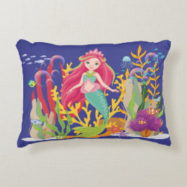 Ocean Siren: Langes rotes Haar Dekokissen