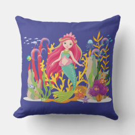 Ocean Siren: Langes rotes Haar Kissen