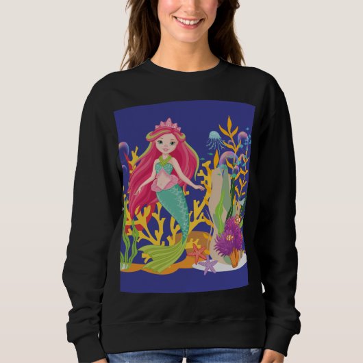 Ocean Siren: Langes rotes Haar Sweatshirt (Vorderseite)