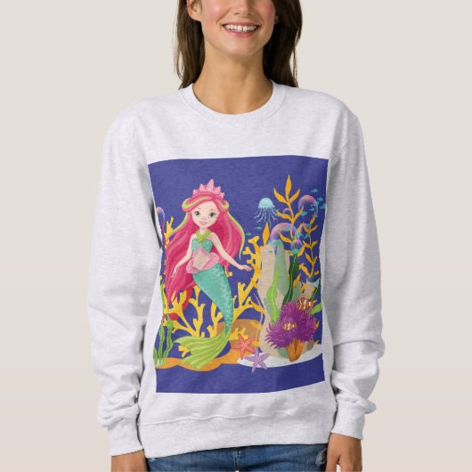 Ocean Siren: Langes rotes Haar Sweatshirt (Vorderseite)