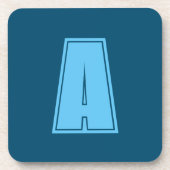 Ocean & Sky Blue Initial Monogram Calligraphy Chic Getränkeuntersetzer (Vorderseite)