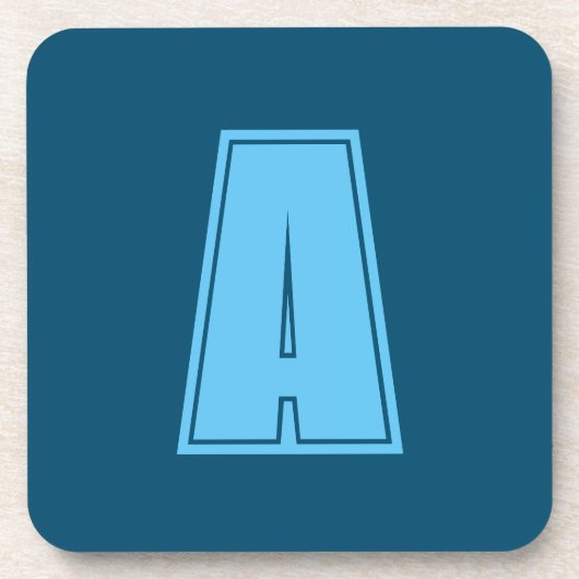 Ocean & Sky Blue Initial Monogram Calligraphy Chic Getränkeuntersetzer (Vorderseite)