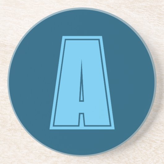 Ocean & Sky Blue Initial Monogram Calligraphy Chic Getränkeuntersetzer (Vorne)