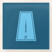 Ocean & Sky Blue Initial Monogram Calligraphy Chic Glasuntersetzer (Vorderseite)