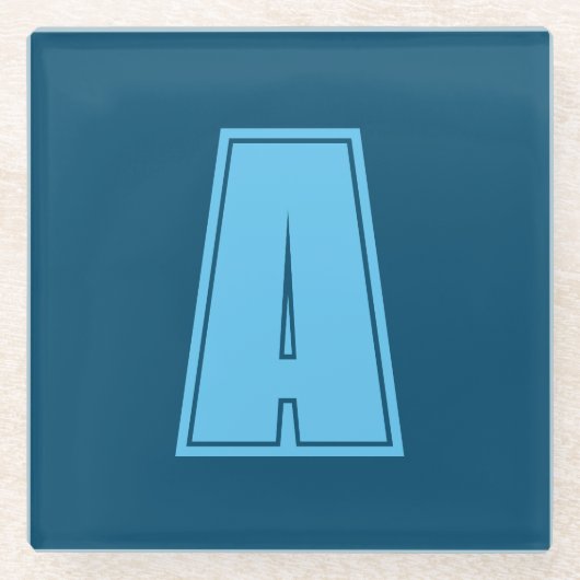 Ocean & Sky Blue Initial Monogram Calligraphy Chic Glasuntersetzer (Vorderseite)