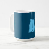 Ocean & Sky Blue Initial Monogram Calligraphy Chic Kaffeetasse (Vorderseite Links)