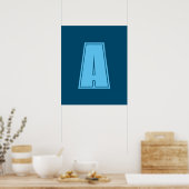 Ocean & Sky Blue Initial Monogram Calligraphy Chic Poster (Küche)