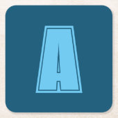 Ocean & Sky Blue Initial Monogram Calligraphy Chic Rechteckiger Pappuntersetzer (Vorderseite)