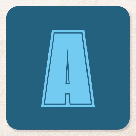 Ocean & Sky Blue Initial Monogram Calligraphy Chic Rechteckiger Pappuntersetzer (Vorderseite)