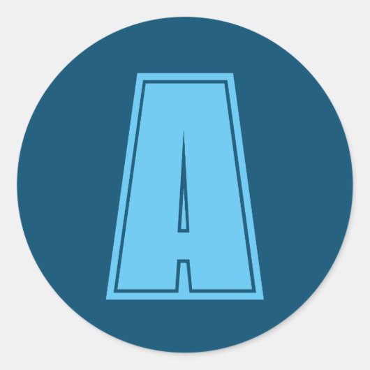 Ocean & Sky Blue Initial Monogram Calligraphy Chic Runder Aufkleber (Vorderseite)