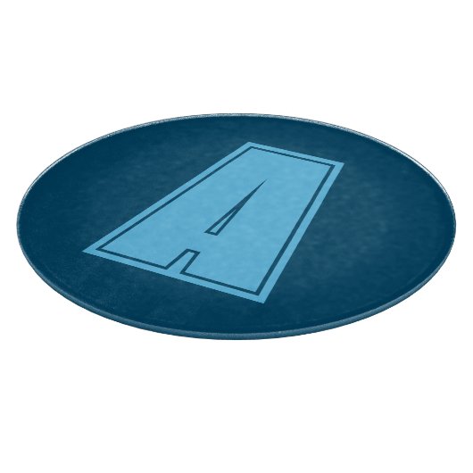 Ocean & Sky Blue Initial Monogram Calligraphy Chic Schneidebrett (Ecke)