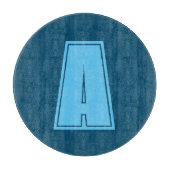 Ocean & Sky Blue Initial Monogram Calligraphy Chic Schneidebrett (Vorderseite)