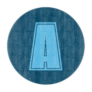 Ocean & Sky Blue Initial Monogram Calligraphy Chic Schneidebrett