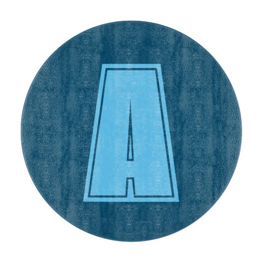 Ocean & Sky Blue Initial Monogram Calligraphy Chic Schneidebrett (Vorderseite)