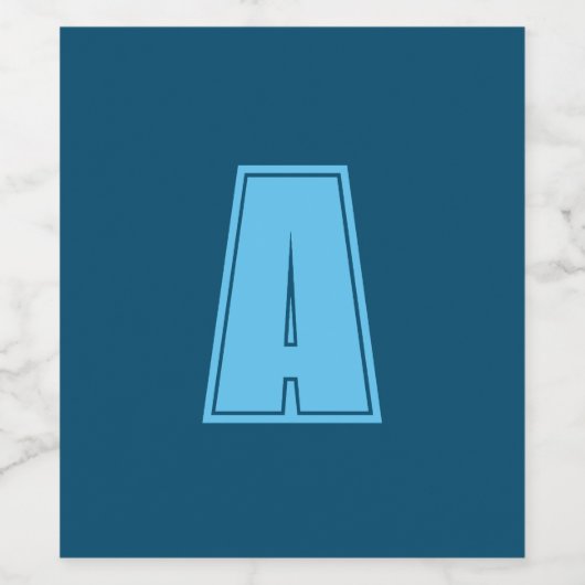 Ocean & Sky Blue Initial Monogram Calligraphy Chic Weinetikett (Einzelnes Label)