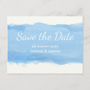 Ocean Sky Blue Water Color Save the Date Ankündigungspostkarte