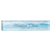 Ocean Sky Office Desk Travel Aqua Blue Modern Namensplakette (Vorderseite)