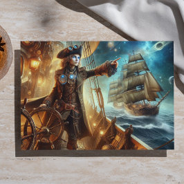 Ocean Space Pirate Steampunk Vintag Viktorianisch Seidenpapier