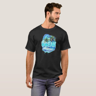 OCEAN Splash Palm - Tropfen T-Shirt mit tropischem