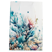 Ocean Splash Sea Coral Wasserfarbe Süß 16 Mittlere Geschenktüte (Rückseite)