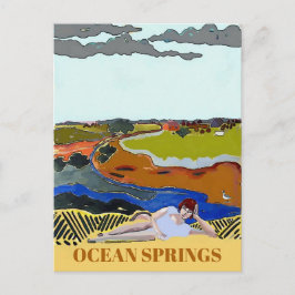 Ocean Spring MS, Vintag Style Postcard Postkarte