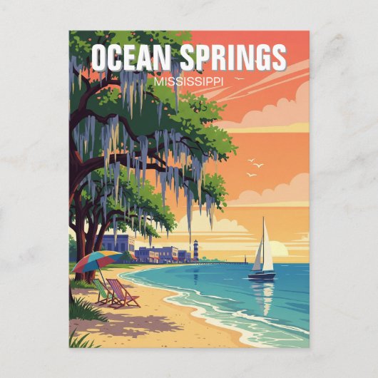 Ocean Springs Mississippi Travel Postkarte (Vorderseite)