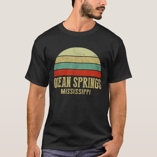 OCEAN SPRINGS MISSISSIPPI Vintag Retro Sunset T-Shirt (Vorderseite)