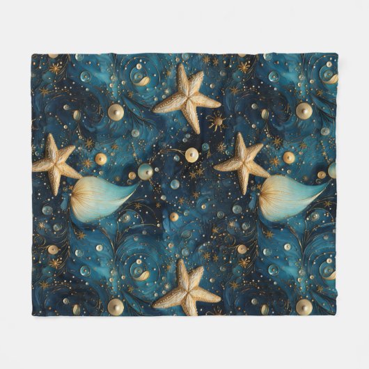 Ocean Starfish Muster Fleece Blanket (Vorderseite (Horizontal))