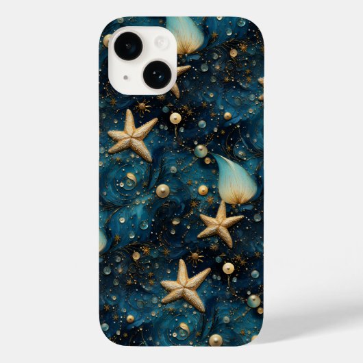 Ocean Starfish Muster iPhone 14 Hülle (Rückseite)